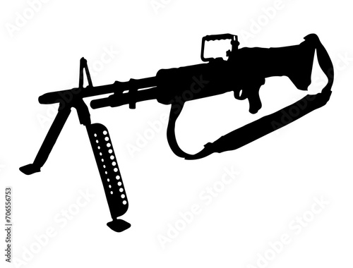 Machine Gun Silhouette vector art white background