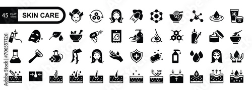 Skin care icon set. Flat style icons pack. Vector illustration.
