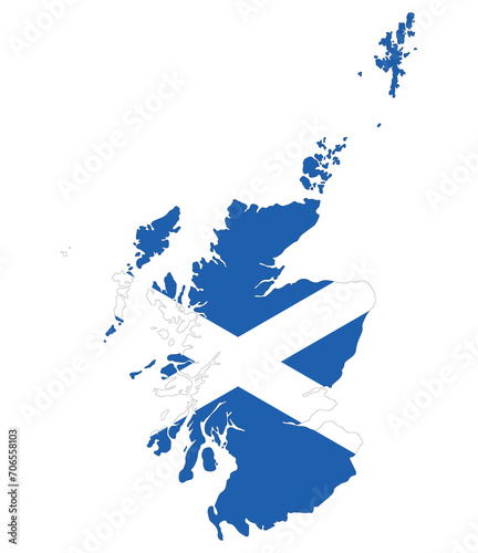Scotland map. Map of Scotland with Scottish flag.