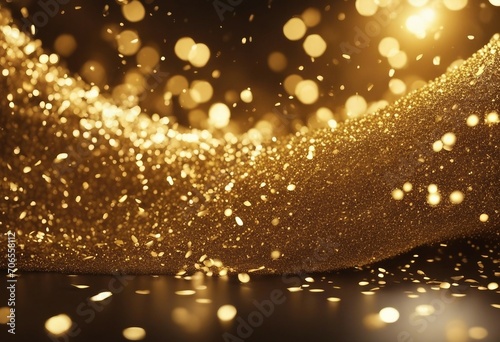 Abstract luxury swirling gold background with gold particles Christmas Golden light shine particles