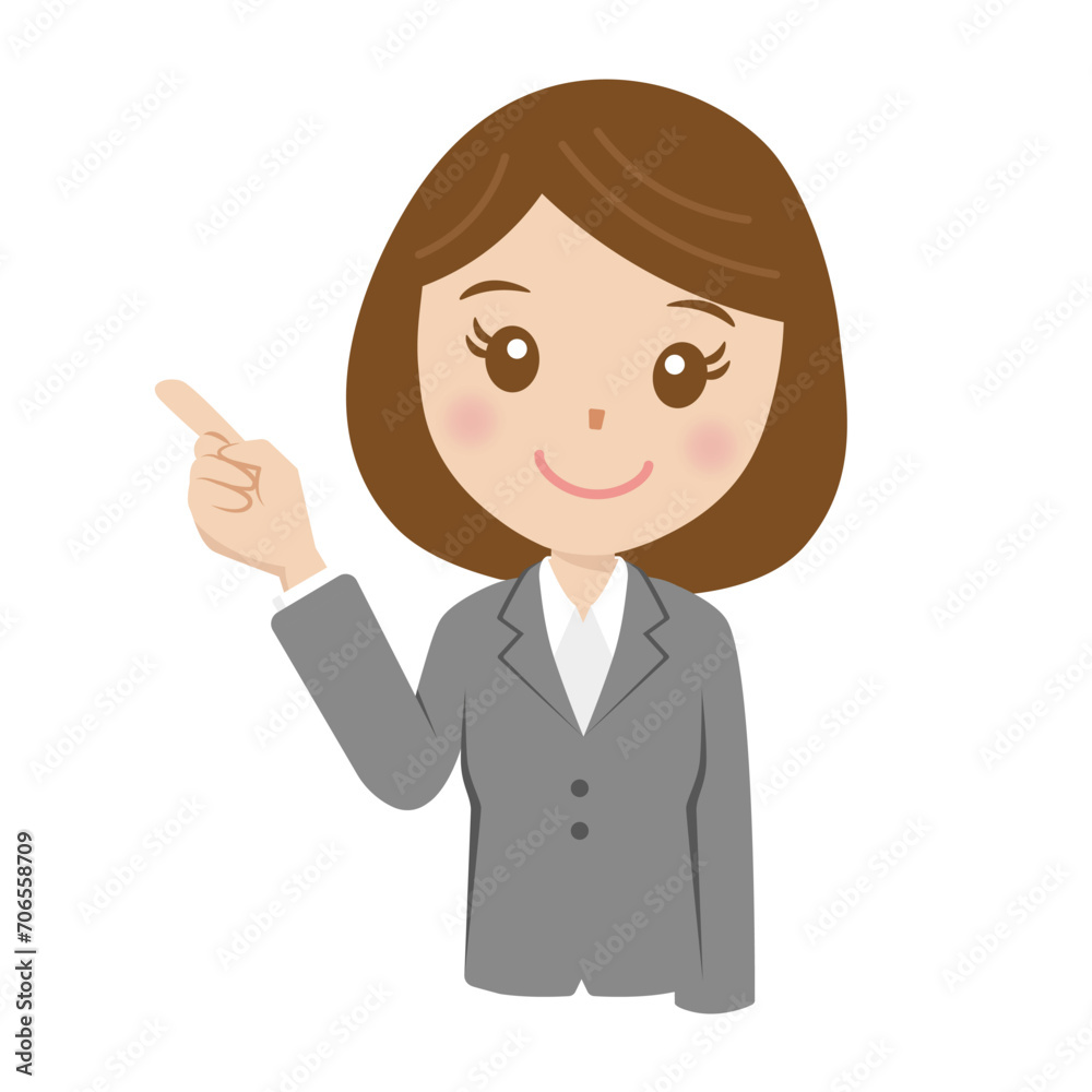 スーツを着た就活生、新入社員、案内、女性、笑顔 スーツを着た就活生、新入社員、案内、女性、笑顔