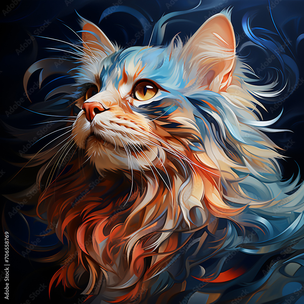 Illustration, portrait of a cat