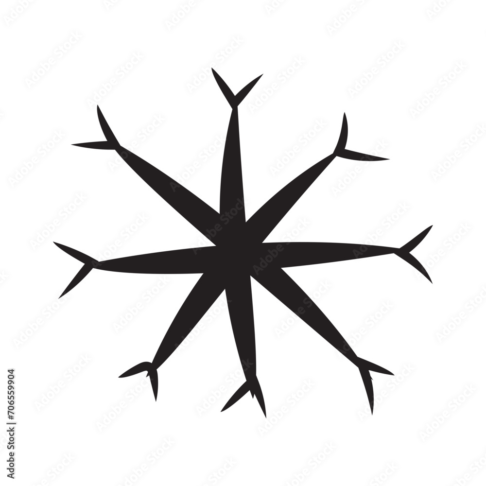 Fototapeta premium Cute snowflake isolated on white background. Flat snow icon