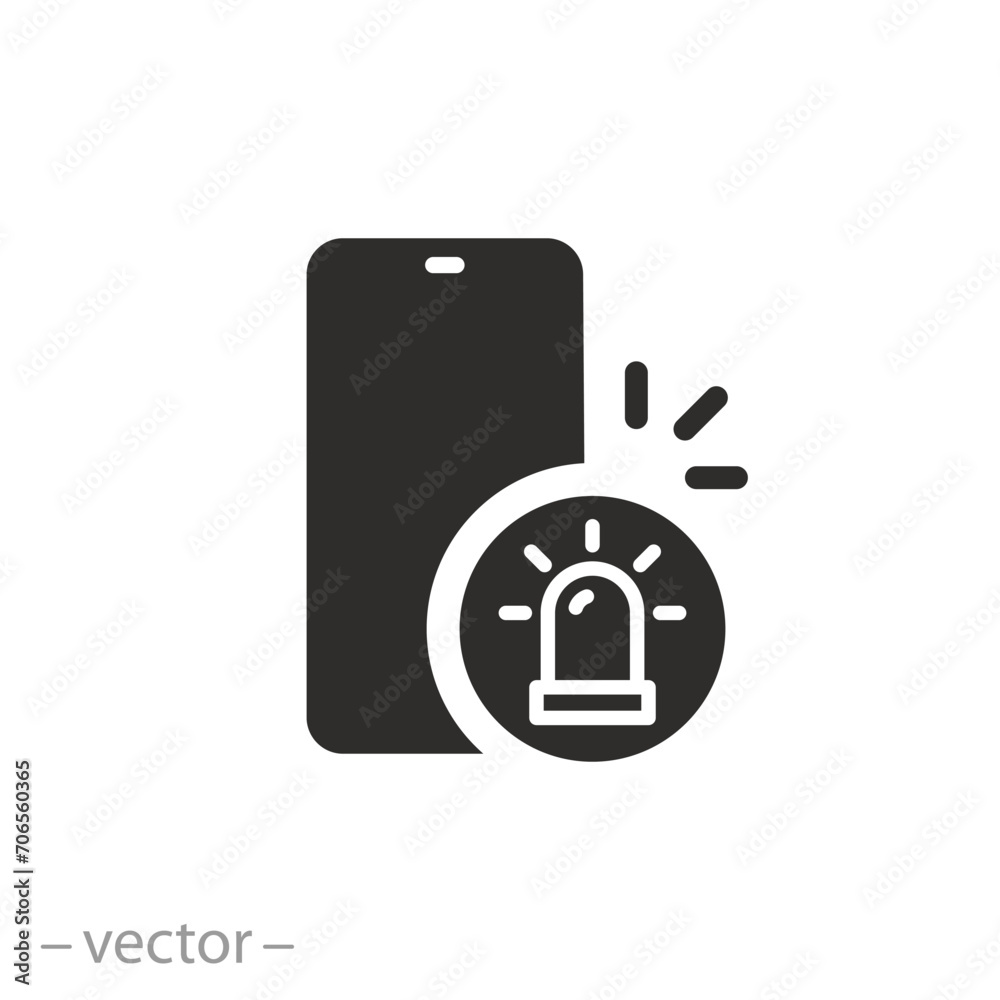 phone with beacon siren icon, emergency call center, first aid calling, flat symbol on white background - vector illustration phone with beacon siren icon, emergency call center, first aid calling, flat symbol on white background - vector illustration