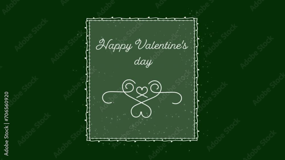 Animation of happy valentine's day text with design in rectangle on green background Animation of happy valentine's day text with design in rectangle on green background
