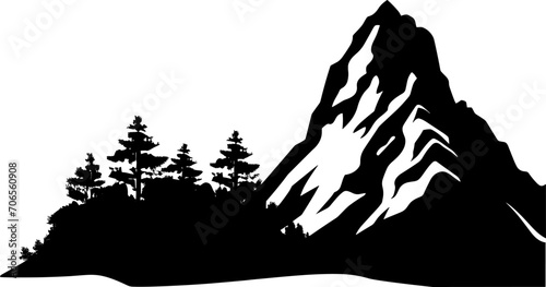 Mountains vector.Mountain range silhouette isolated vector illustration. AI generated illustration.