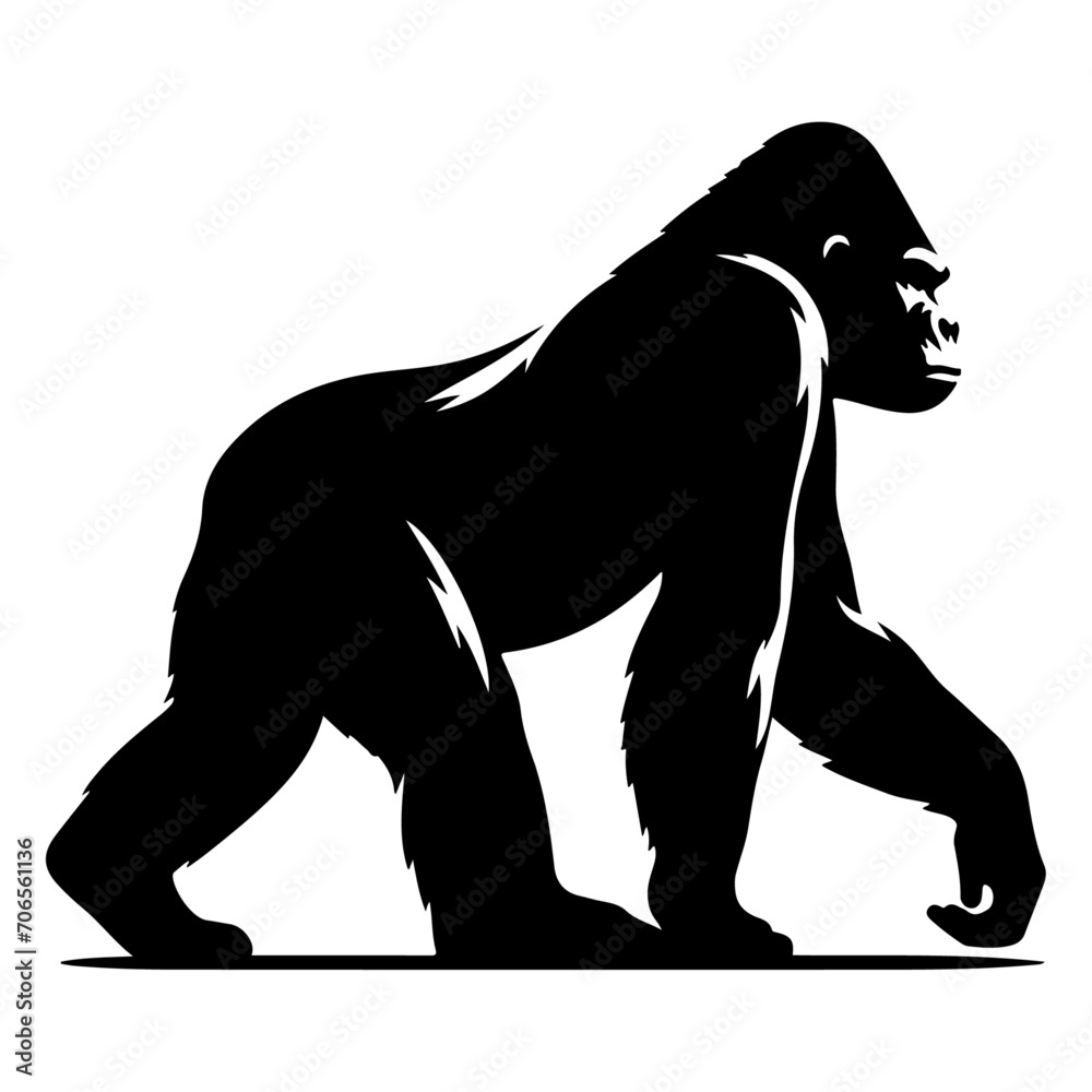 Fototapeta premium minimal Gorilla walking pose vector silhouette