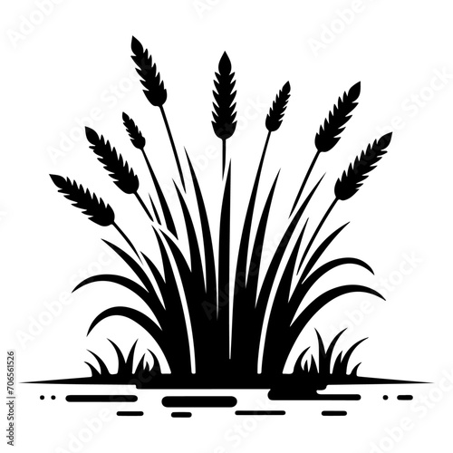 minimal grass icon on mud vector silhouette, black color silhouette 