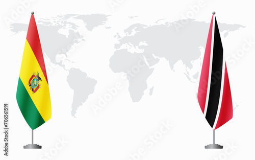 Bolivia and Trinidad and Tobago flags for official meeting