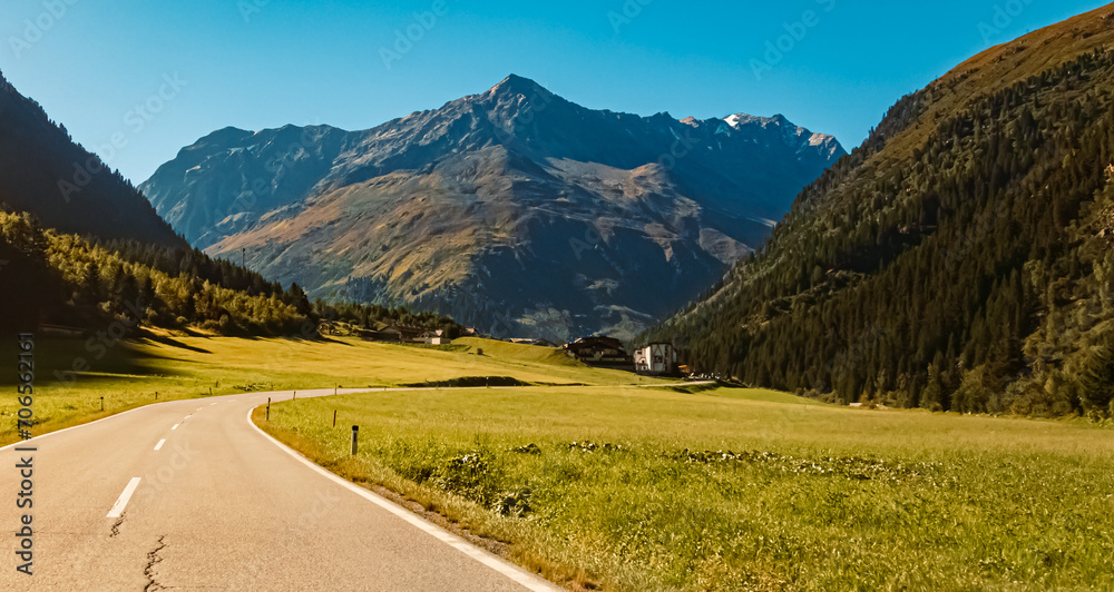 Alpine summer view near Mittelberg, Pitztal valley, Imst, Tyrol, Austria
