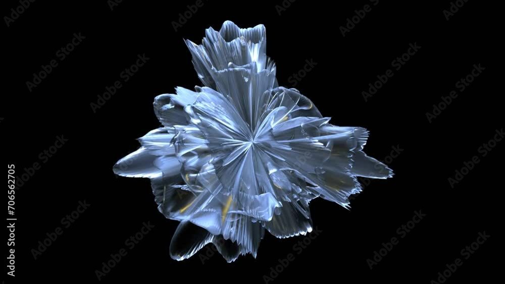 Glass shape rotation animation isolated on black background
