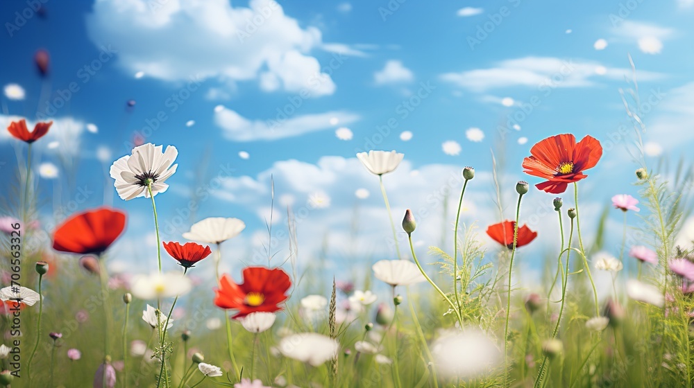 Obraz premium Vibrant Summer Flower Field - AI Generated