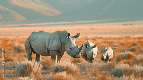 Fényképezés a family of rhinos