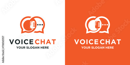 Podcast chat logo vector design template. design for business, conversation dialogue symbol and social media