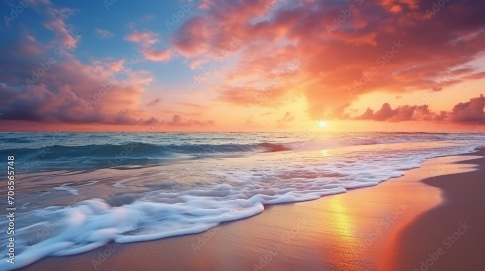 beautiful sunset on the background of the sea, ocean