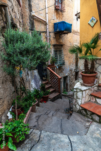 Street of the old town of Monreale, Palermo, Sicily, Italy