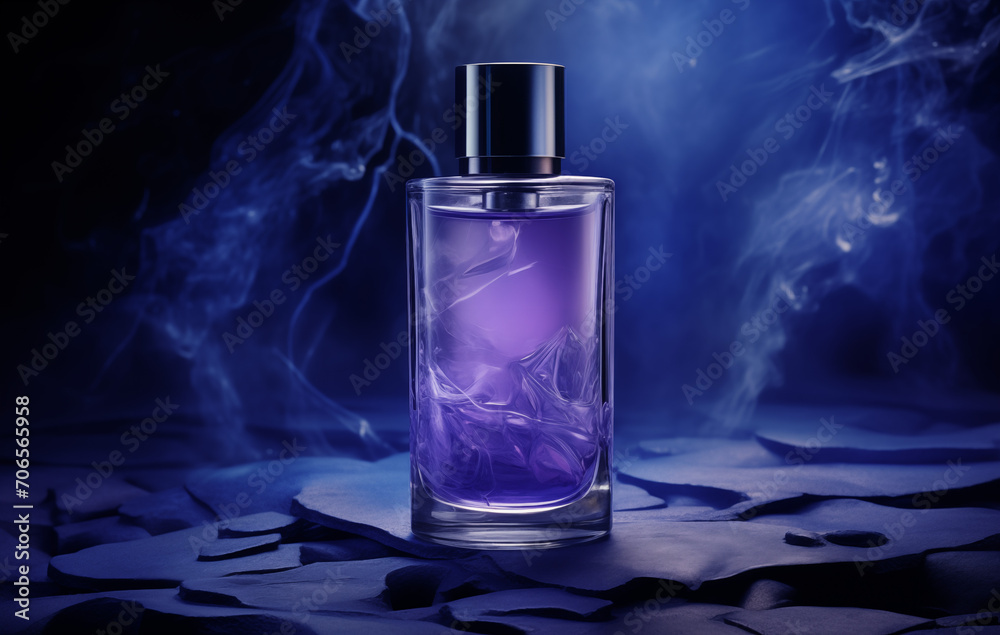 purple perfume bottle with purple background purple perfume bottle with purple background