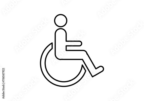 Icono negro de silla de ruedas en fondo blanco.