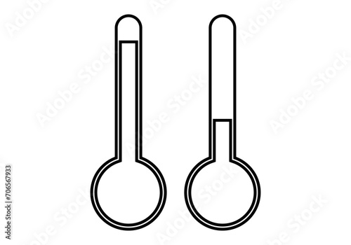 Dos iconos de termómetro frío y caliente.