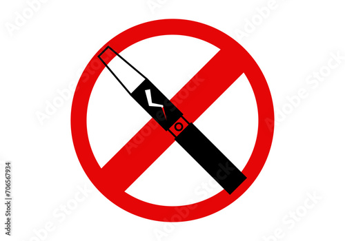 Icono de prohibido cigarro electrónico en fondo blanco.