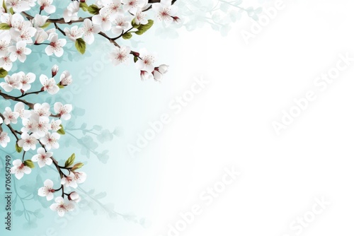 spring card with branches of a blooming apple tree. free space for text © Е К