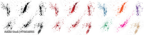 Set of grunge spot black, red, orange, purple, wheat, green color scratch blood claw ink vector stain