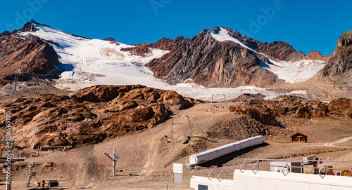 Alpine summer view at Wildspitzbahn cable car, Pitztal Glacier, Imst, Tyrol, Austria photo