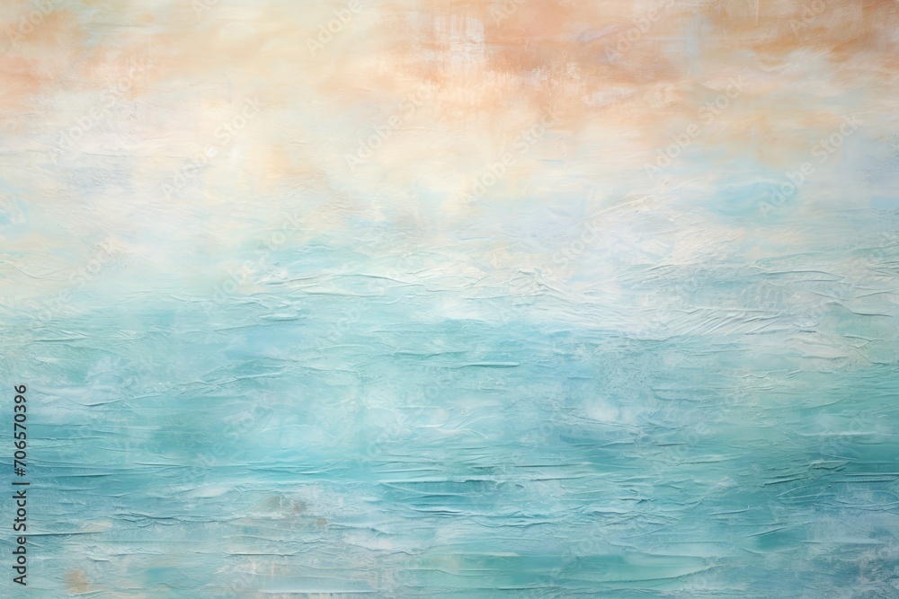 An exquisite painting capturing the serene beauty of a blue ocean with a boat gently gliding through the water, A textured blend of colors creating an abstract sea, AI Generated