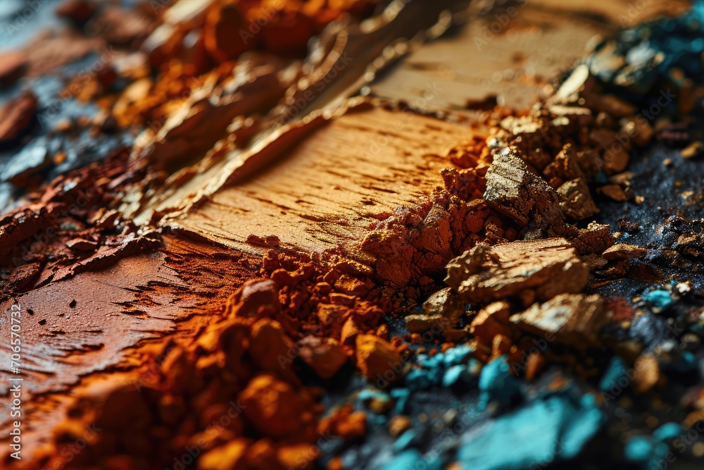 Crushed eyeshadow makeup set. The concept of fashion and beauty industry. Crushed eyeshadow makeup set. The concept of fashion and beauty industry.