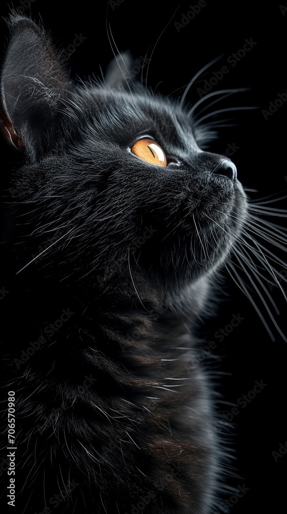 Vertical wallpaper for mobile phone black cat on a black background Vertical wallpaper for mobile phone black cat on a black background