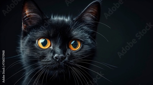 Horizontal wallpaper black cat on black background