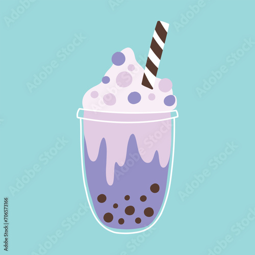 Hand drawn bubble tea isolated. Smoothies, bubble tea, bubble coffee. Vector illustration.