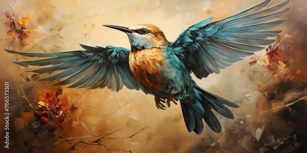 AI Generated. AI Generative. SMall little calibri hummingbird bird fauna drawing painting sketch oil watercolor art decoration on color AI Generated. AI Generative. SMall little calibri hummingbird bird fauna drawing painting sketch oil watercolor art decoration on color