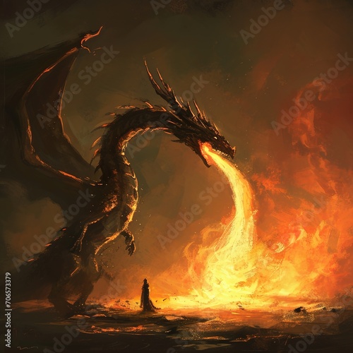 a very tall dragon that can spill fire