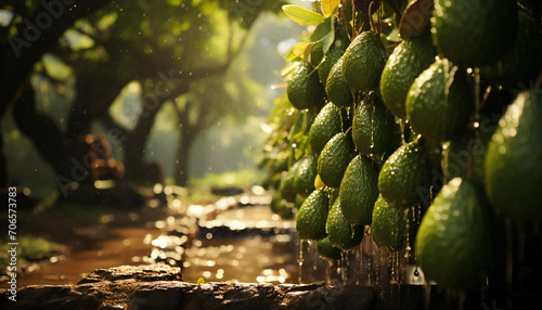 Recreation of avocados in avocados trees a rainy day photo