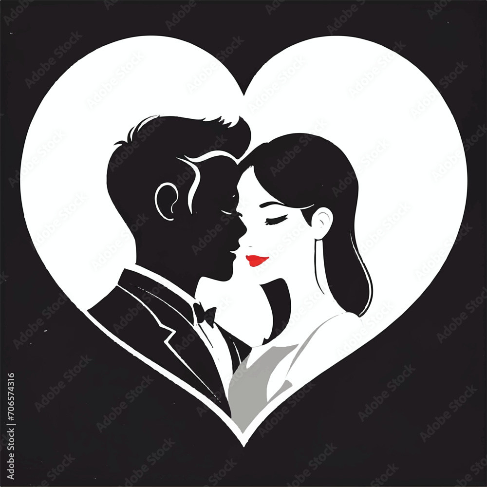Black and White Heart and Couple