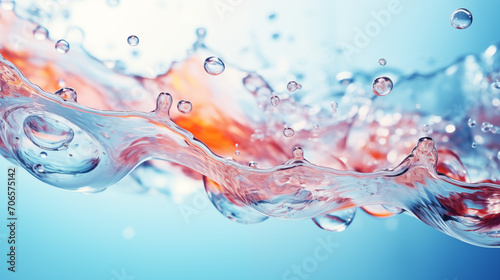 Levitating water drops in the air abstract background. Generative AI