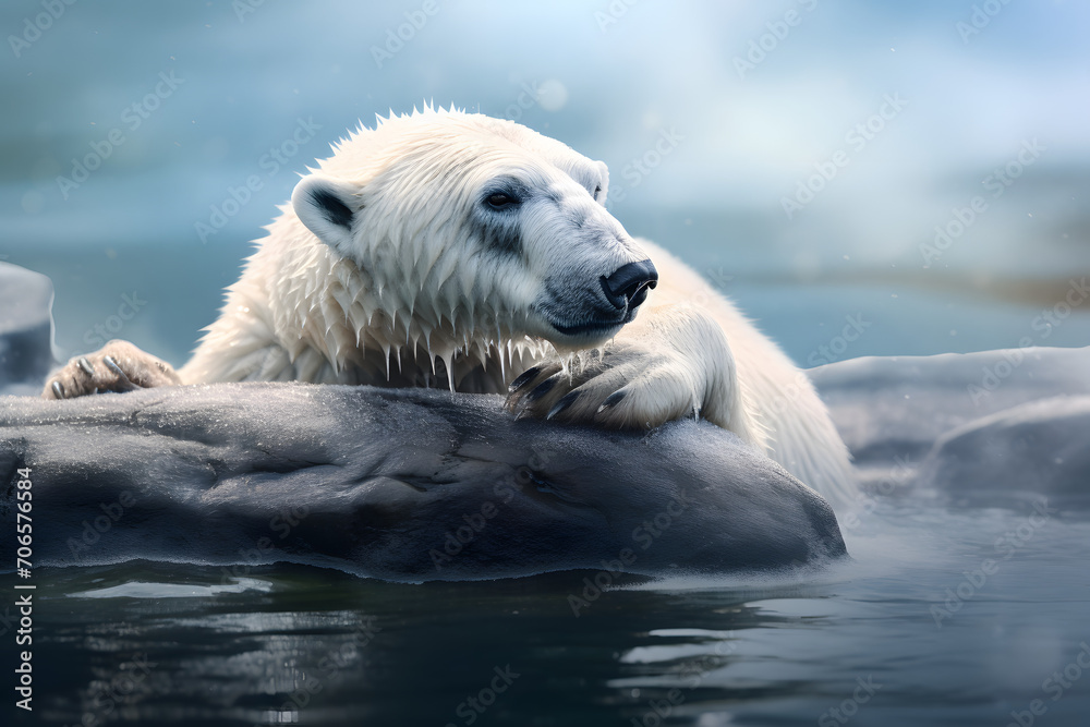 Fototapeta premium polar bear on ice, arctic animals, white bear, ice bear