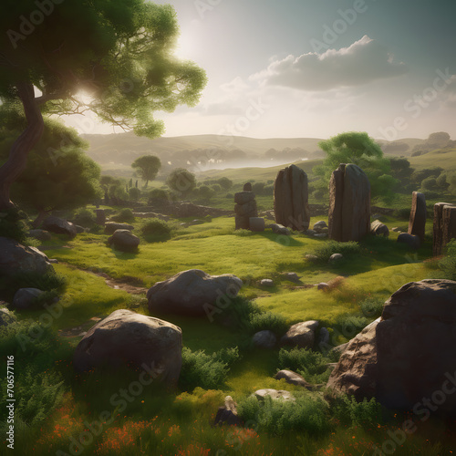 "Enchanted Celtic Meadow on Saint Patrick's Day" AI-Generative