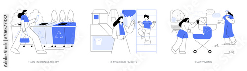 City park environment isolated cartoon vector illustrations se