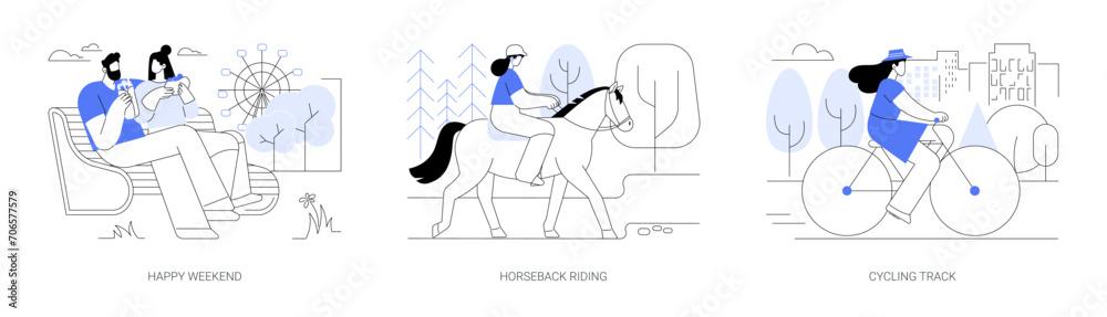 City park activities isolated cartoon vector illustrations se