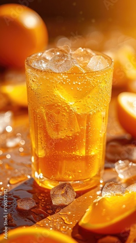 A frosty glass of freshly squeezed orange juice