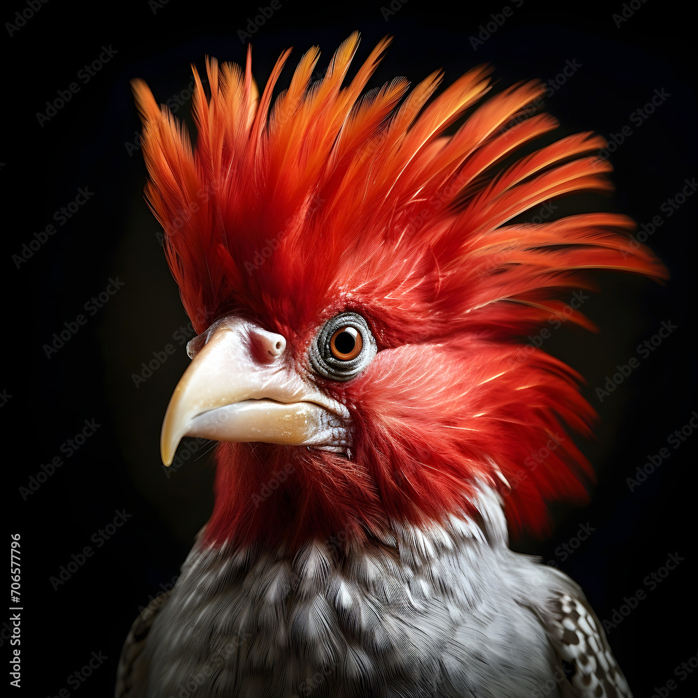 portrait of a rooster, ai generated.