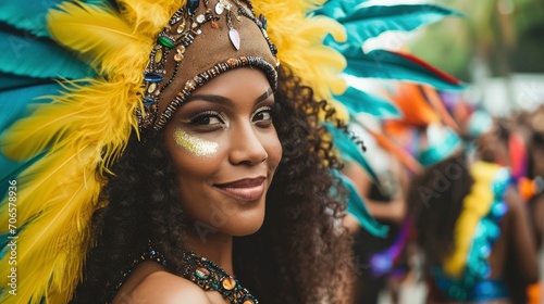 Half body shot of seductive and sensual woman Rio carnival participant