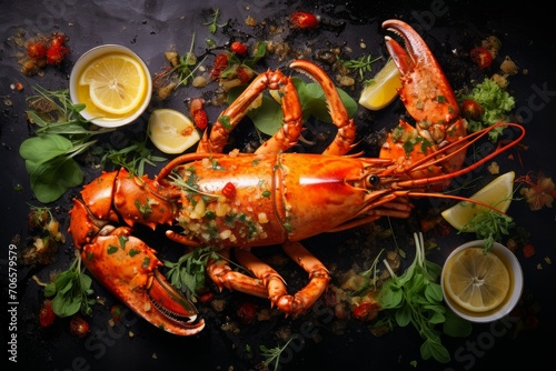 Buttery Cooked lobster seafood. Animal sea. Generate Ai