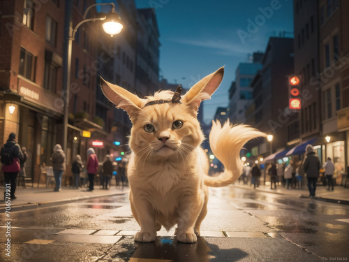 anime cat on the street