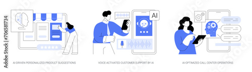 AI Customer Service abstract concept vector illustrations.