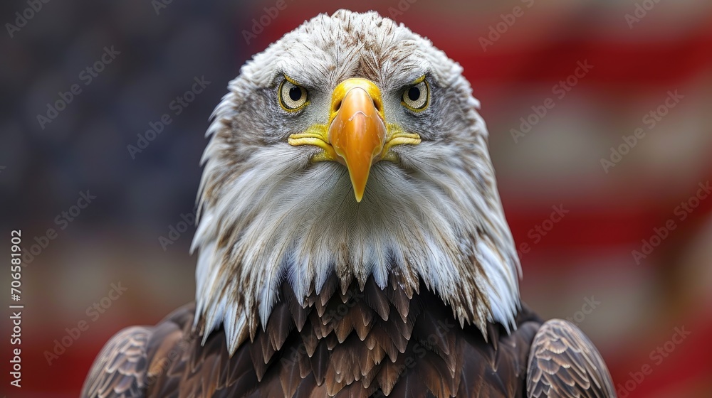 Obraz premium Eagle with American Flag Background