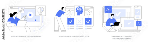 AI-Backed Customer Service abstract concept vector illustrations. © Visual Generation