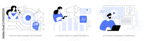 AI in Marketing abstract concept vector illustrations. photo